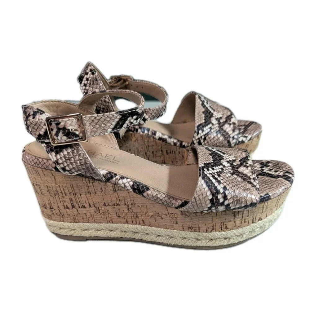Michael by Michael Shannon Snake Print Espadrille Wedge Sandals - Size 6.5 - Picture 2 of 8